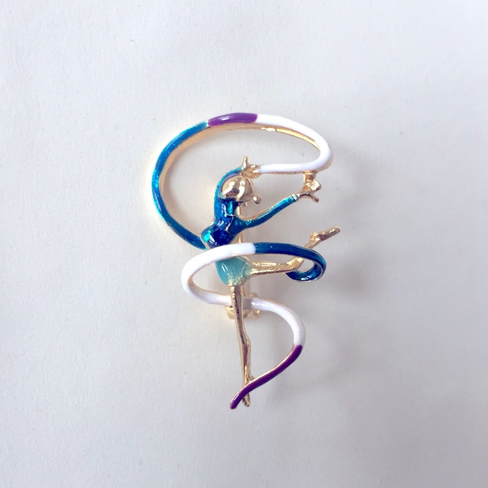 🍏50% OFF/3+... Enamel Gymnast with Ribbon Brooch